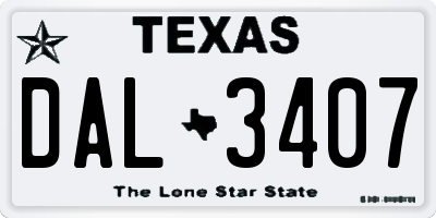 TX license plate DAL3407