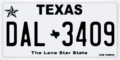 TX license plate DAL3409