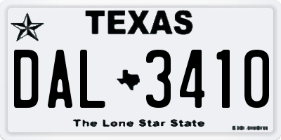 TX license plate DAL3410