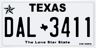 TX license plate DAL3411