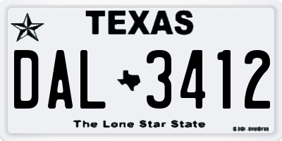 TX license plate DAL3412