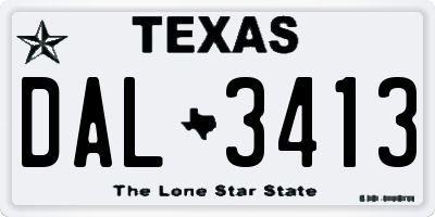 TX license plate DAL3413