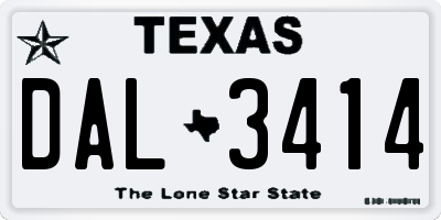 TX license plate DAL3414