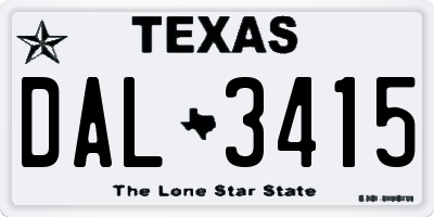 TX license plate DAL3415