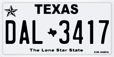 TX license plate DAL3417