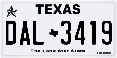 TX license plate DAL3419