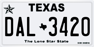 TX license plate DAL3420