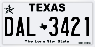 TX license plate DAL3421