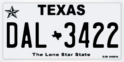 TX license plate DAL3422