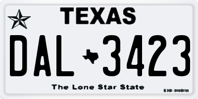 TX license plate DAL3423