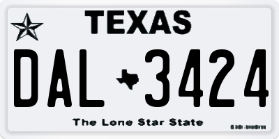 TX license plate DAL3424