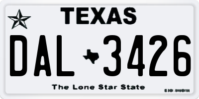 TX license plate DAL3426