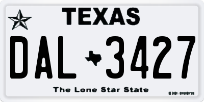 TX license plate DAL3427
