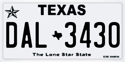 TX license plate DAL3430