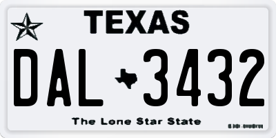 TX license plate DAL3432