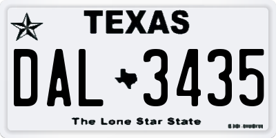 TX license plate DAL3435