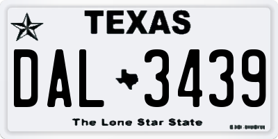 TX license plate DAL3439