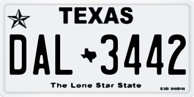 TX license plate DAL3442
