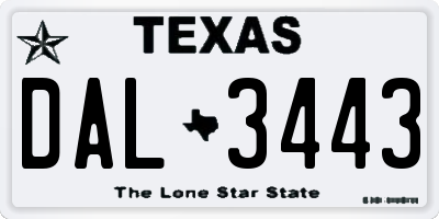 TX license plate DAL3443