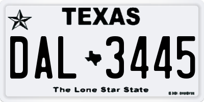 TX license plate DAL3445