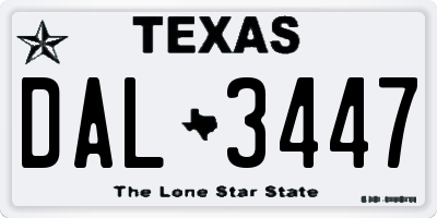 TX license plate DAL3447