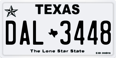 TX license plate DAL3448