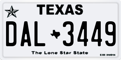 TX license plate DAL3449