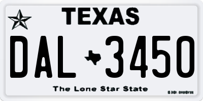 TX license plate DAL3450