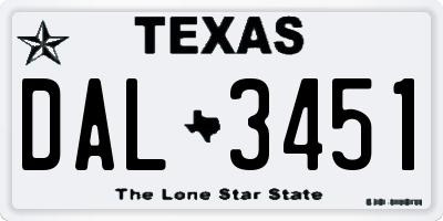 TX license plate DAL3451