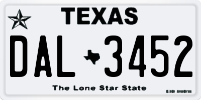 TX license plate DAL3452