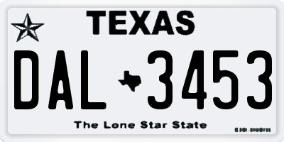 TX license plate DAL3453