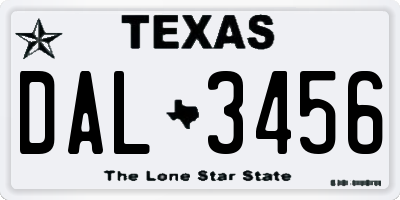 TX license plate DAL3456