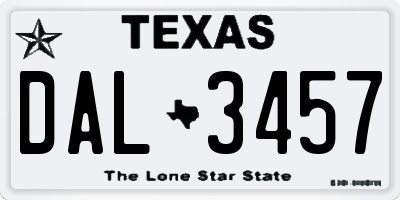 TX license plate DAL3457