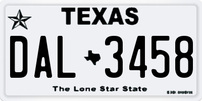TX license plate DAL3458