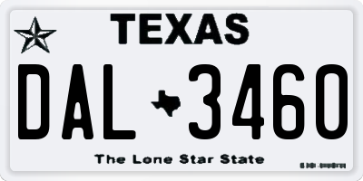 TX license plate DAL3460