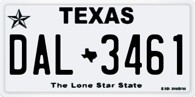 TX license plate DAL3461