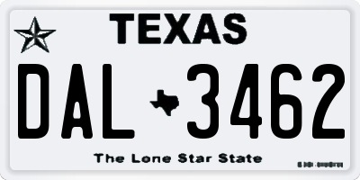 TX license plate DAL3462