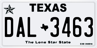 TX license plate DAL3463