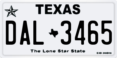 TX license plate DAL3465