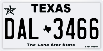 TX license plate DAL3466