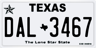 TX license plate DAL3467