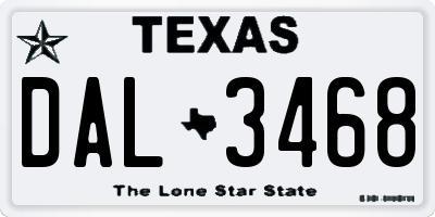 TX license plate DAL3468