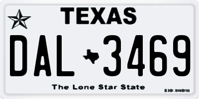 TX license plate DAL3469