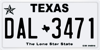 TX license plate DAL3471