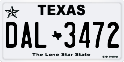 TX license plate DAL3472