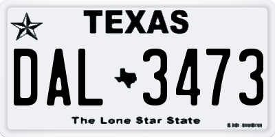 TX license plate DAL3473