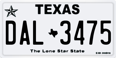 TX license plate DAL3475