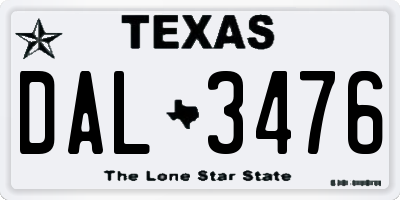 TX license plate DAL3476