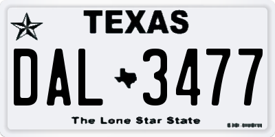 TX license plate DAL3477