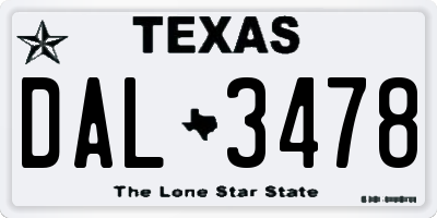 TX license plate DAL3478